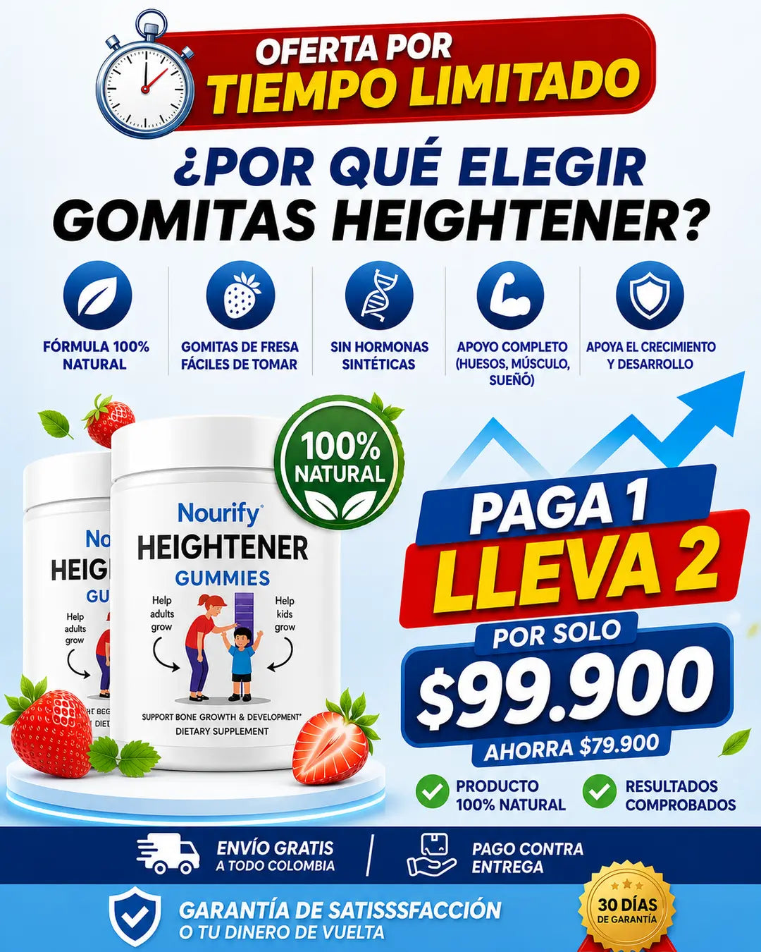 HEIGHTENER 60 GUMMIES Suplemento Natural De Crecimiento paga 1 lleva 2 🎉